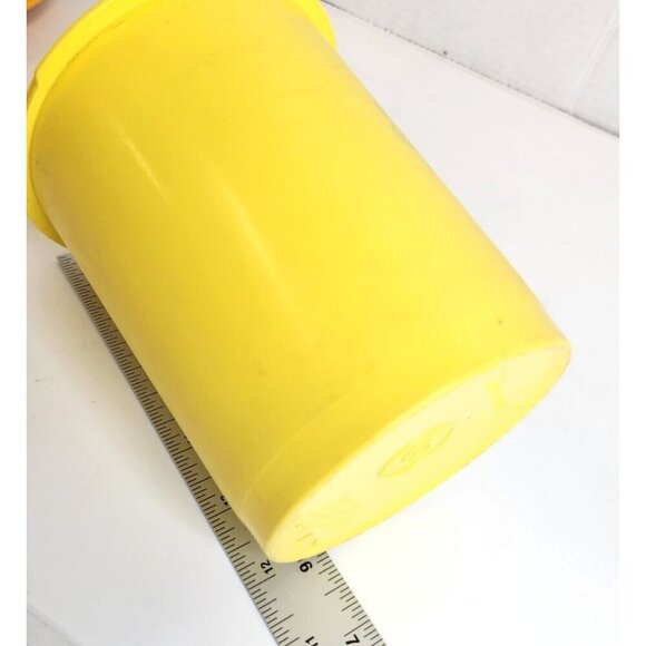 Vintage Tupperware Yellow Canister No Lid Floral Design Made In USA 6" tall 4.5" - Picture 10 of 10